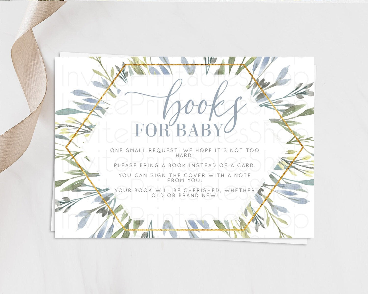 Leafy Books For Baby Card Green Leaf Book Insert Greenery Eucalyptus Book Card Fern Spray Leaves Watercolor Garden Book Poem Request D10532