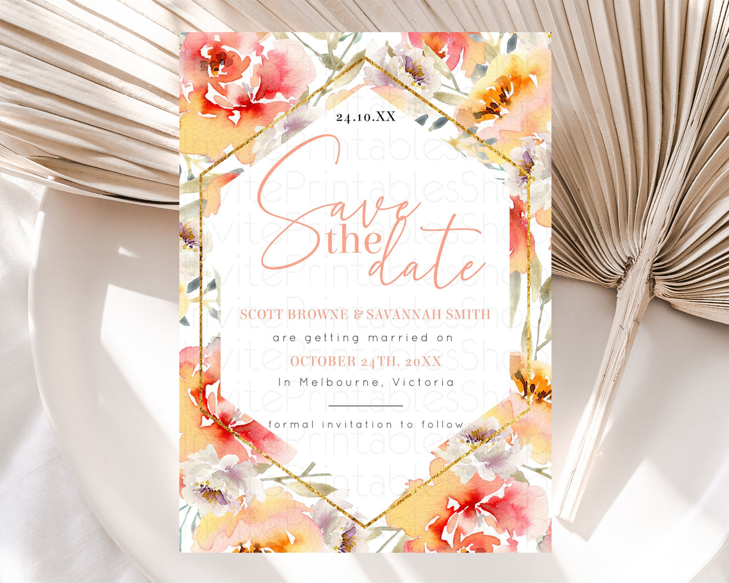 Wildflower Save The Date Template Secret Garden Save The Date Pastel Floral Garden Party Boho Flowers Birthday Baby Shower Wedding D10791