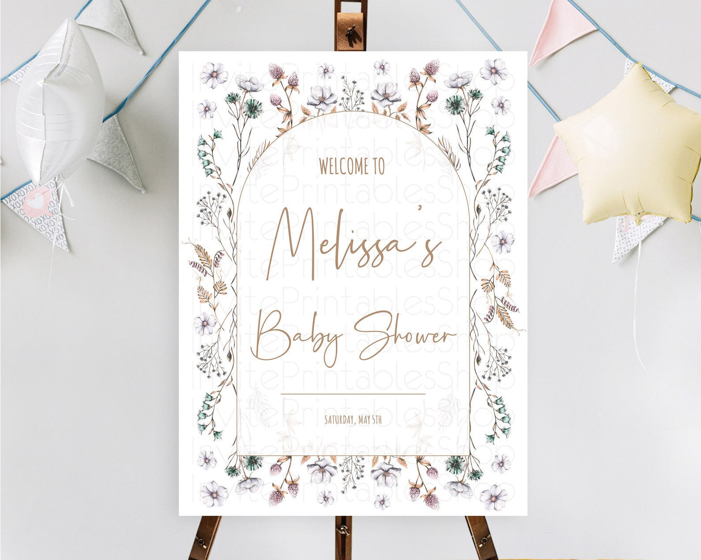 Secret Garden Baby Shower Welcome Sign Wildflower Welcome Board Pastel Flower Garden Welcome Poster Boho Wildflower Welcome Sign D10604