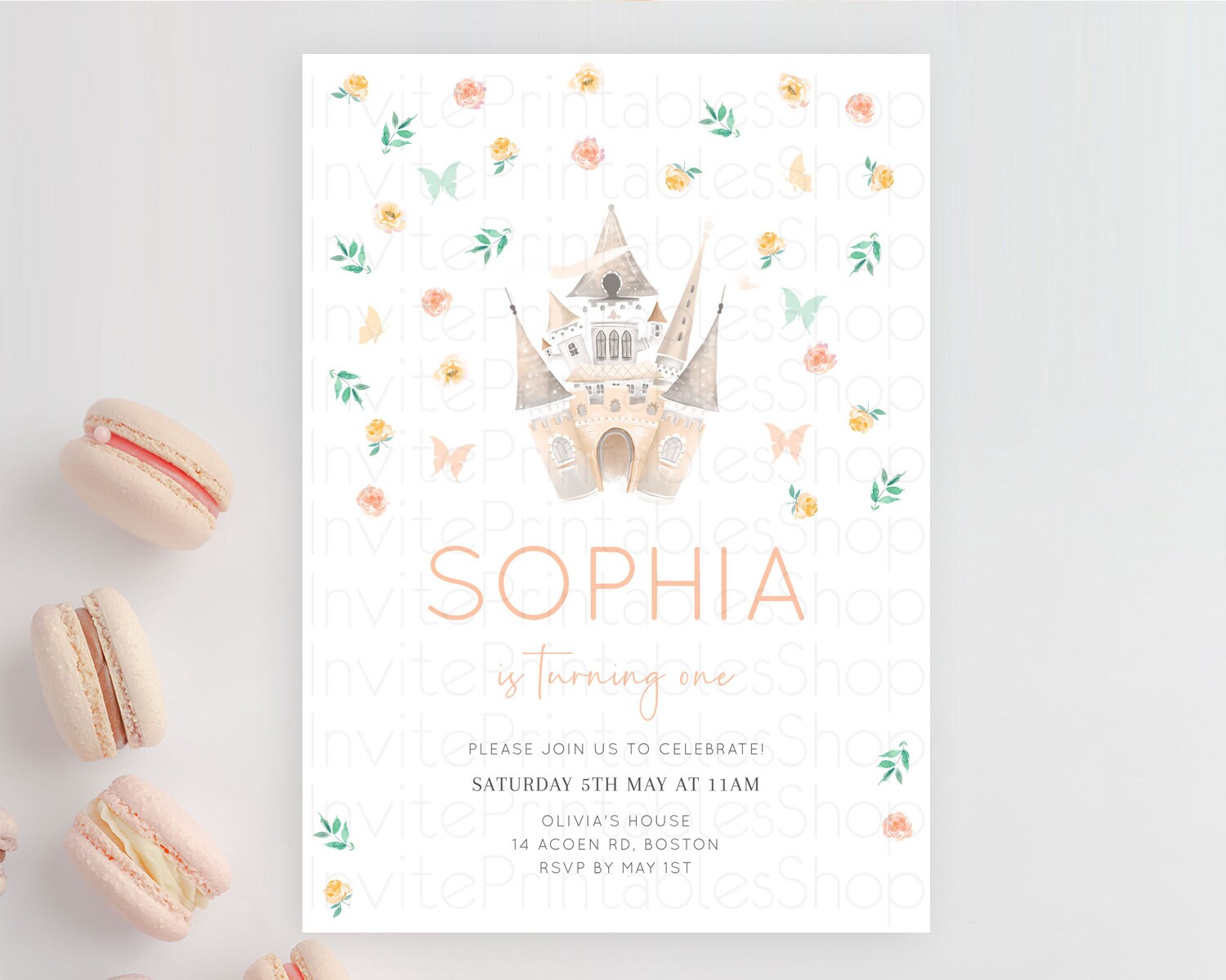 Editable Princess Birthday Invitation Castle Invitation Royal Birthday Fairy