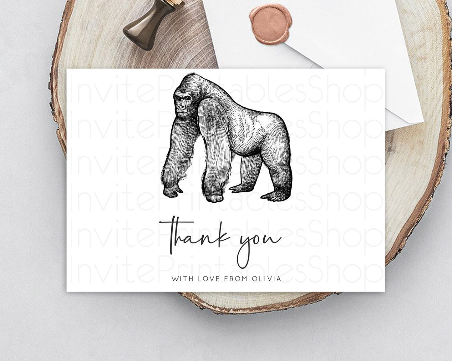 Gorilla Thank You Gorilla Thank You Card Gorilla Party Birthday Thank You Card Safari Card Template Gorilla Teacher Thank You Cards D10855