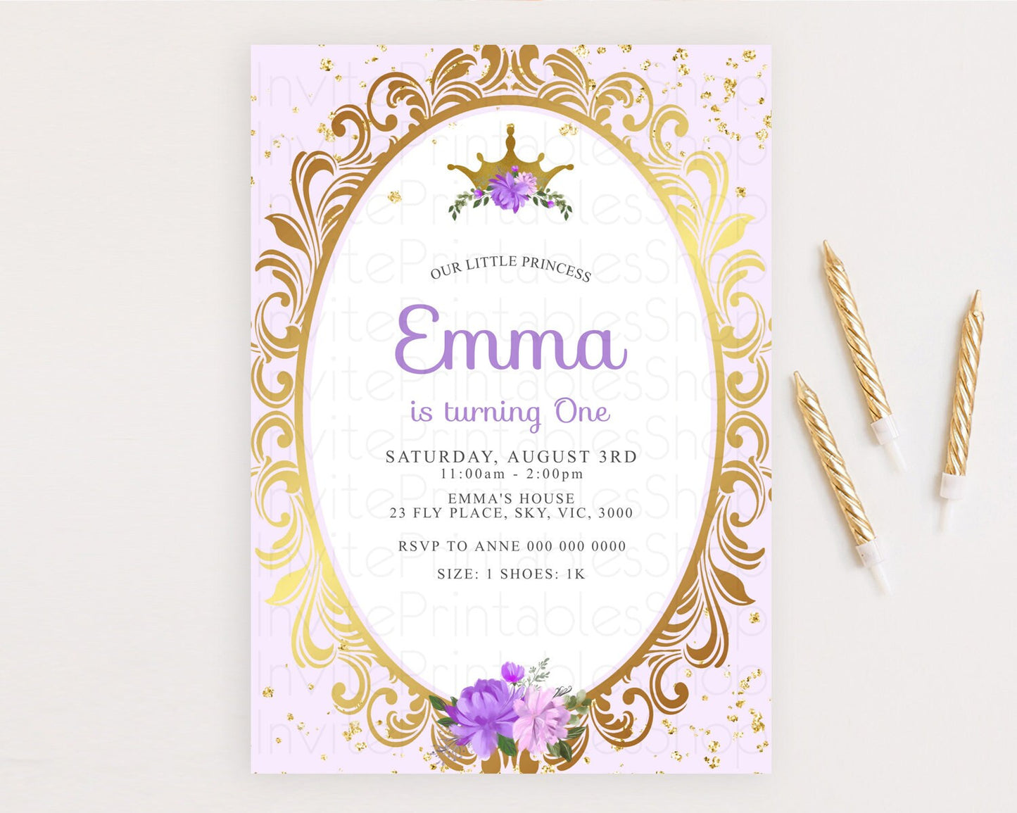 Editable Princess Birthday Invitation Castle Invitation Royal Birthday Fairy