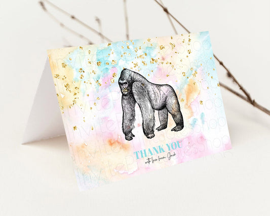 Editable Pastel Gorilla Thank You Rainbow Gorilla Thank You Card Colorful Ra