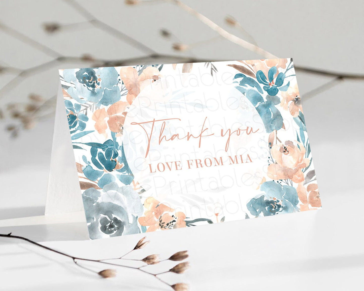 Editable Secret Garden Thank You Wildflower Thank You Card Pastel Flower Gar