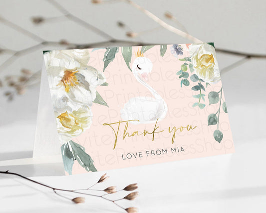 Swan Thank You Swan Princess Ballet Thank You Card Swan Lake Birthday Thank You Cards Secret Garden Pastel Floral Teacher Thank You D10115