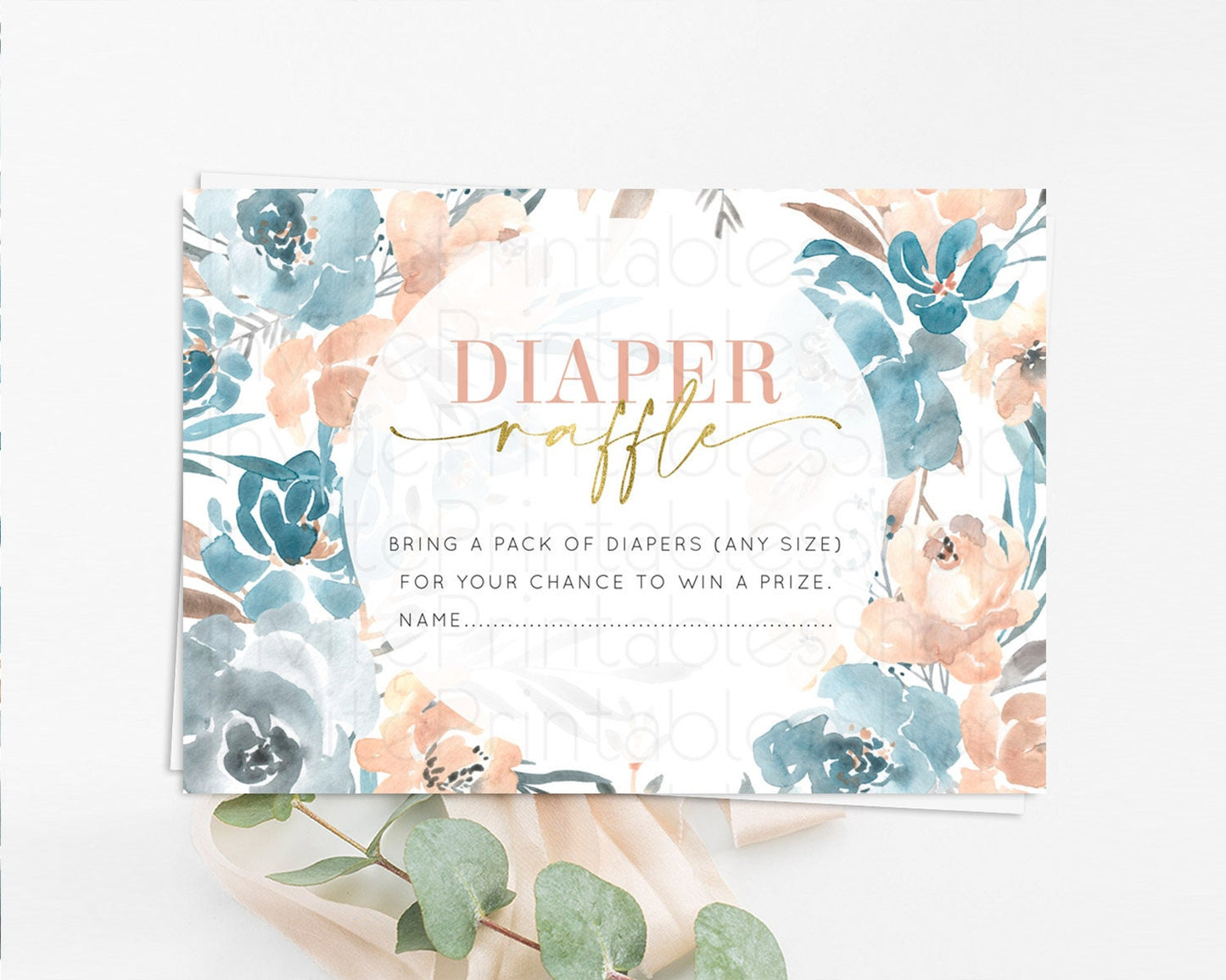 Secret Garden Diaper Raffle Card Boho Wildflower Diaper Raffle Insert Pastel Flower Garden Baby Shower Card Flower Raffle Game D10190