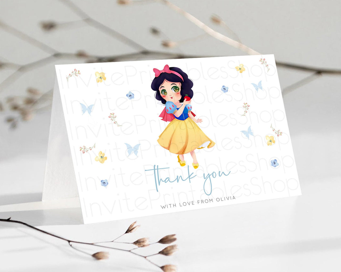 Princess Thank You Castle Thank You Card Secret Garden Birthday Thank You Card Enchanted Castle Pastel Floral Teacher Thank You Card D10353