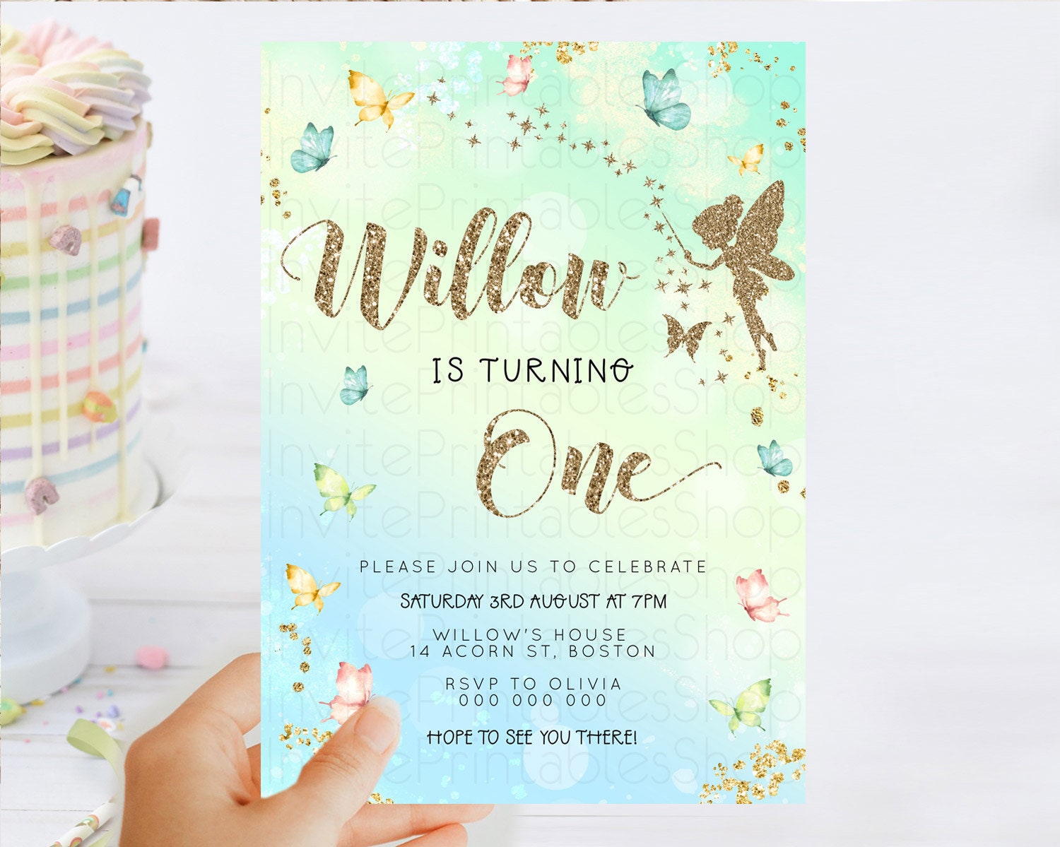 Editable Pastel Fairy Birthday Invitation Pastel Butterflies Fairy Birthday