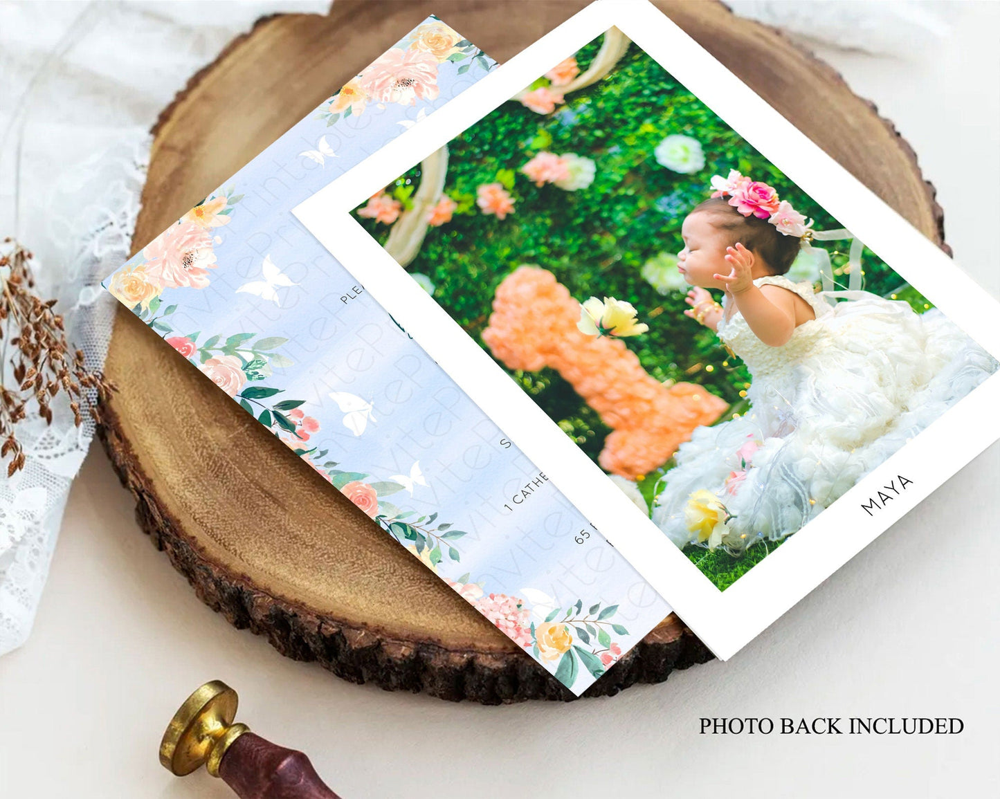 Secret Garden Baptism Invitation Wildflower Baptism Birthday Invite Pastel Flowers Christening Invite Enchanted Garden Boho Floral D10337