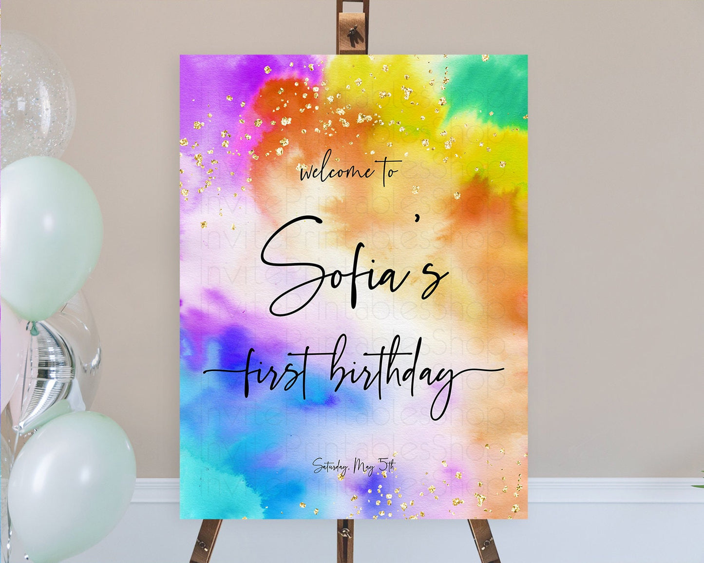 Tie Dye Welcome Board Rainbow Tie Dye Welcome Sign Pastel Welcome Poster Colorful Pastel Welcome Rainbow First Birthday Welcome Sign D10530