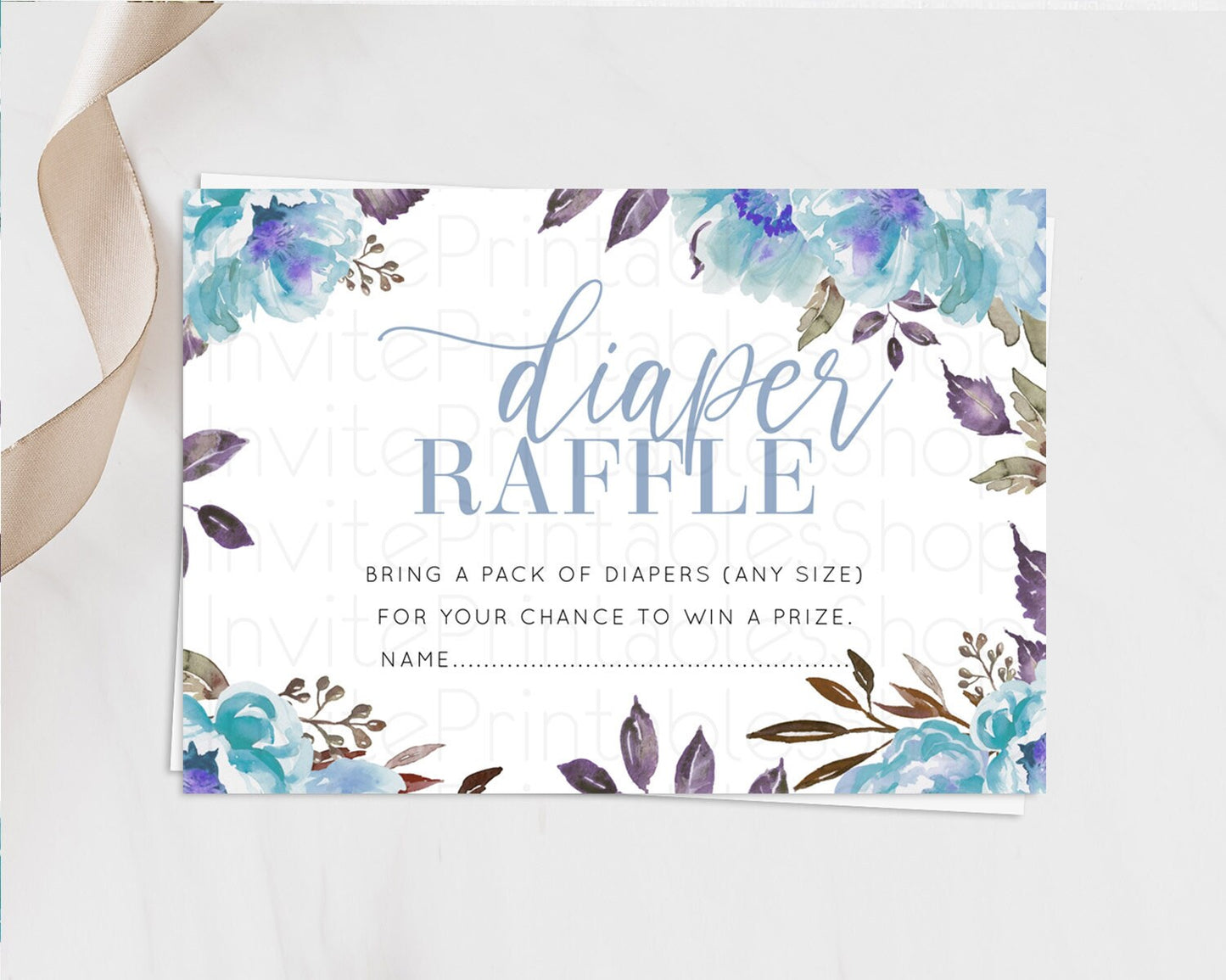 Secret Garden Diaper Raffle Card Boho Wildflower Diaper Raffle Insert Pastel Flower Garden Baby Shower Card Flower Raffle Game D10730