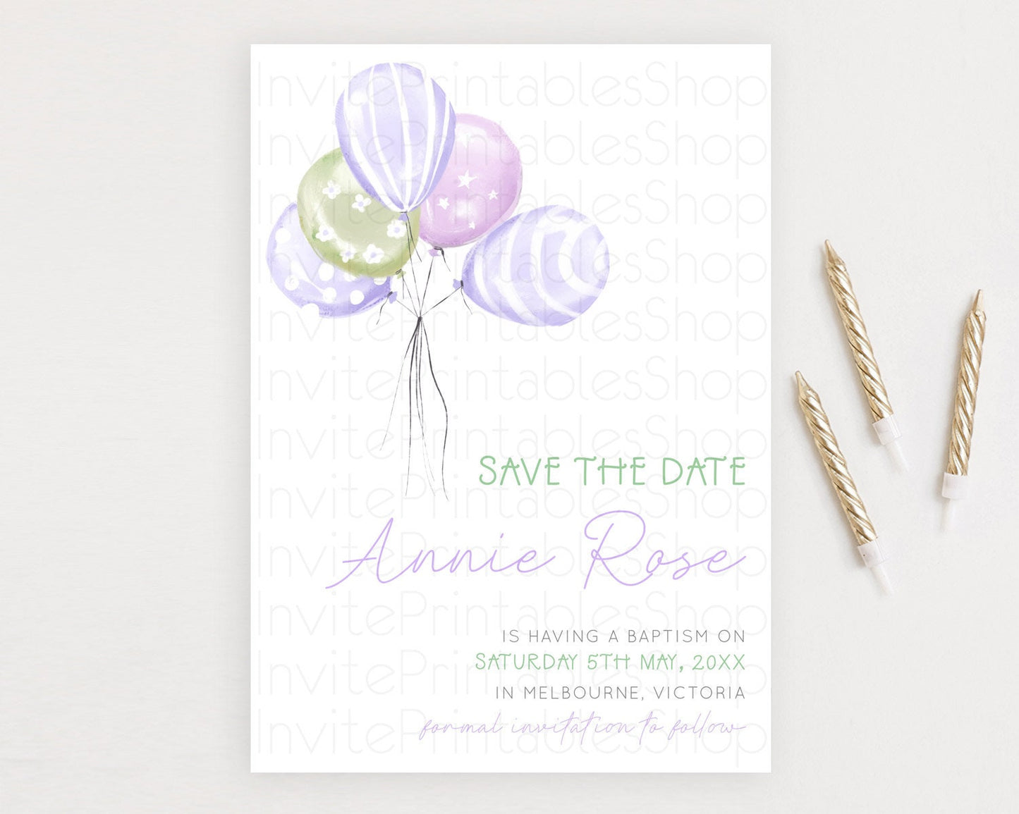 Pastel Balloons Save The Date Rainbow Confetti Balloon Party Colorful Balloon Save The Date Template Birthday Baby Shower Baptism D23103