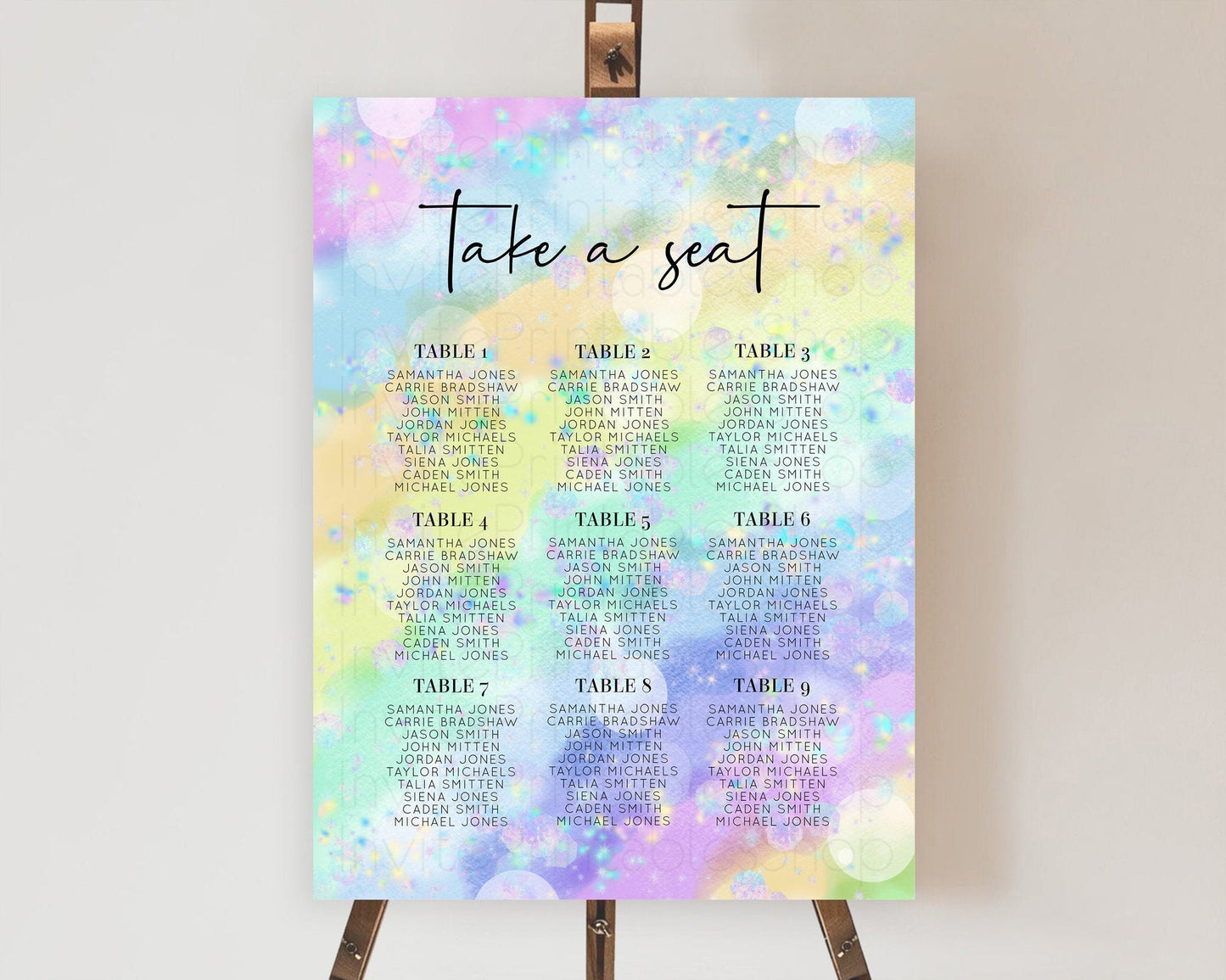 Rainbow Seating Chart Pastel Seating Chart Iridescent Sprinkles Colorful Pastel Watercolor Seating Sign Ombre Pastel Take A Seat D10689