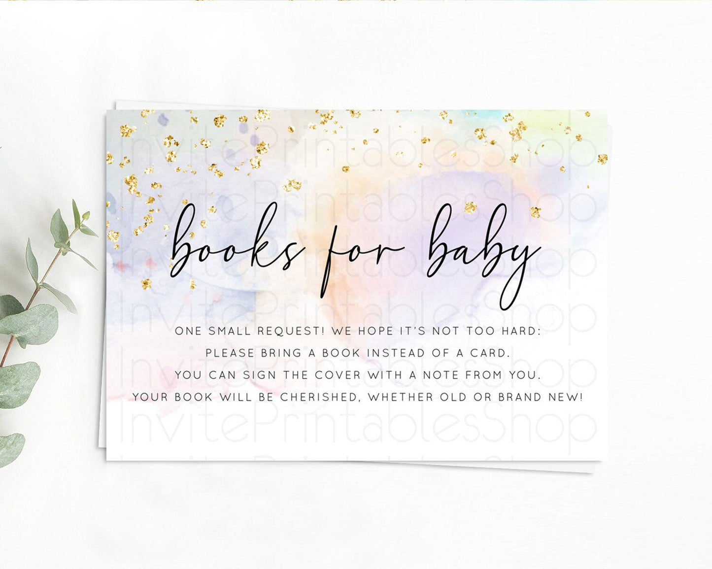 Pastel Books For Baby Card Pastel Rainbow Book Insert Colorful Ombre Watercolor Book Card Confetti Glitter Baby Book Poem Request D10769