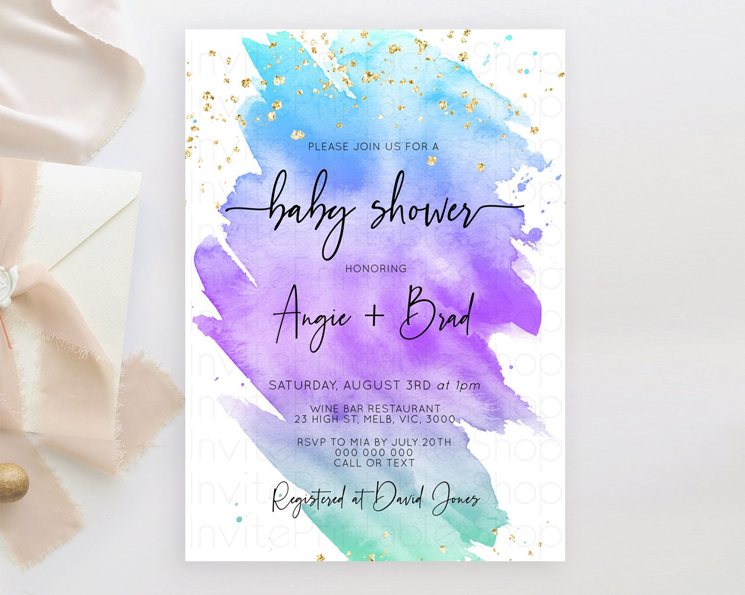 Editable Pastel Baby Shower Invitation Rainbow Baby Shower Invitation Colorf