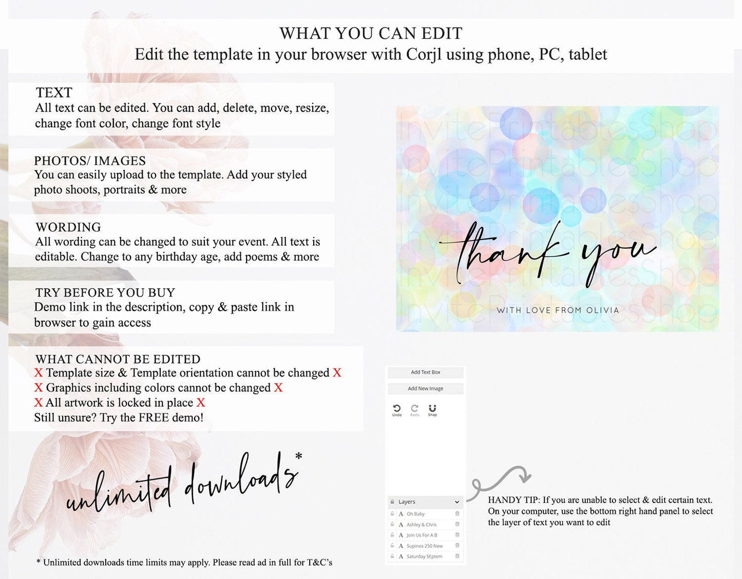 Pastel Thank You Bubbles Thank You Card Bubble Bath Birthday Thank You Card Rainbow Pastel Colorful Confetti Teacher Thank You Cards D10446