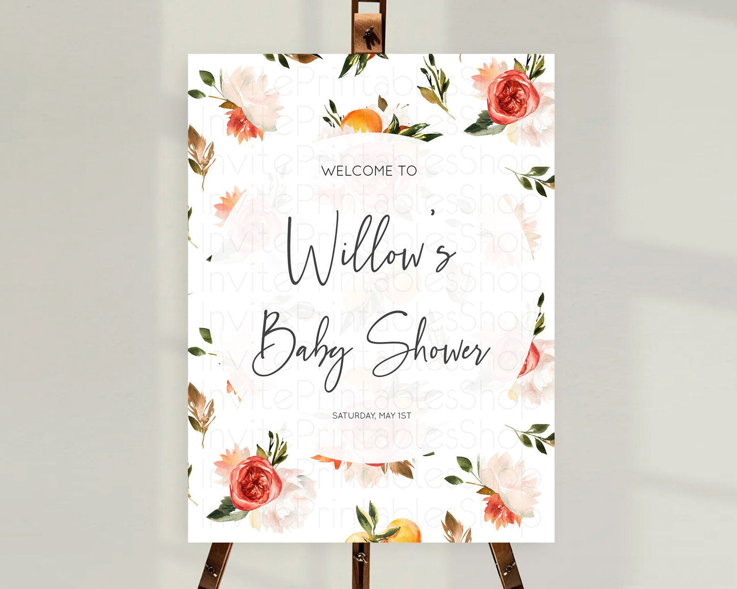 Citrus Baby Shower Welcome Sign Lemon Welcome Sign Orange Welcome Sign Citrus Welcome Poster Citrus Floral Décor Baby Welcome Board D10540