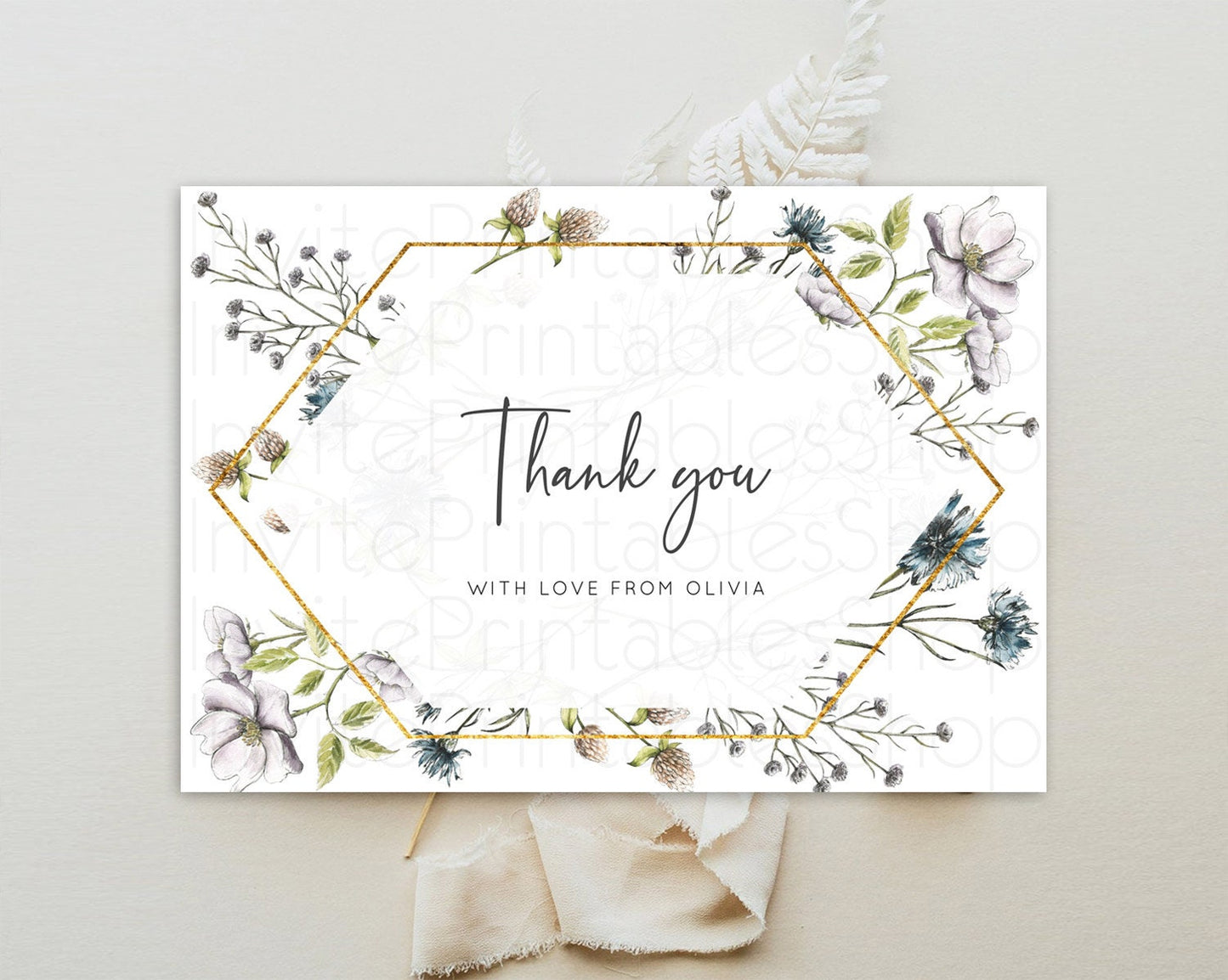 Secret Garden Thank You Wildflower Thank You Card Pastel Flower Garden Birthday Thank You Card Boho Floral Teacher Thank You Card D10501