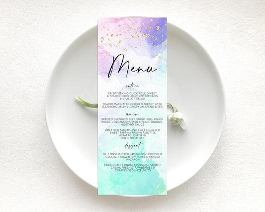 Editable Pastel Menu Pastel Rainbow Menu Template Colorful Pastel Table Deco