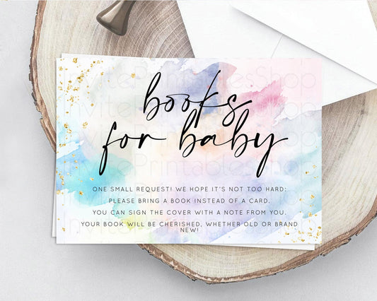 Editable Pastel Books For Baby Card Pastel Rainbow Book Insert Colorful Ombr