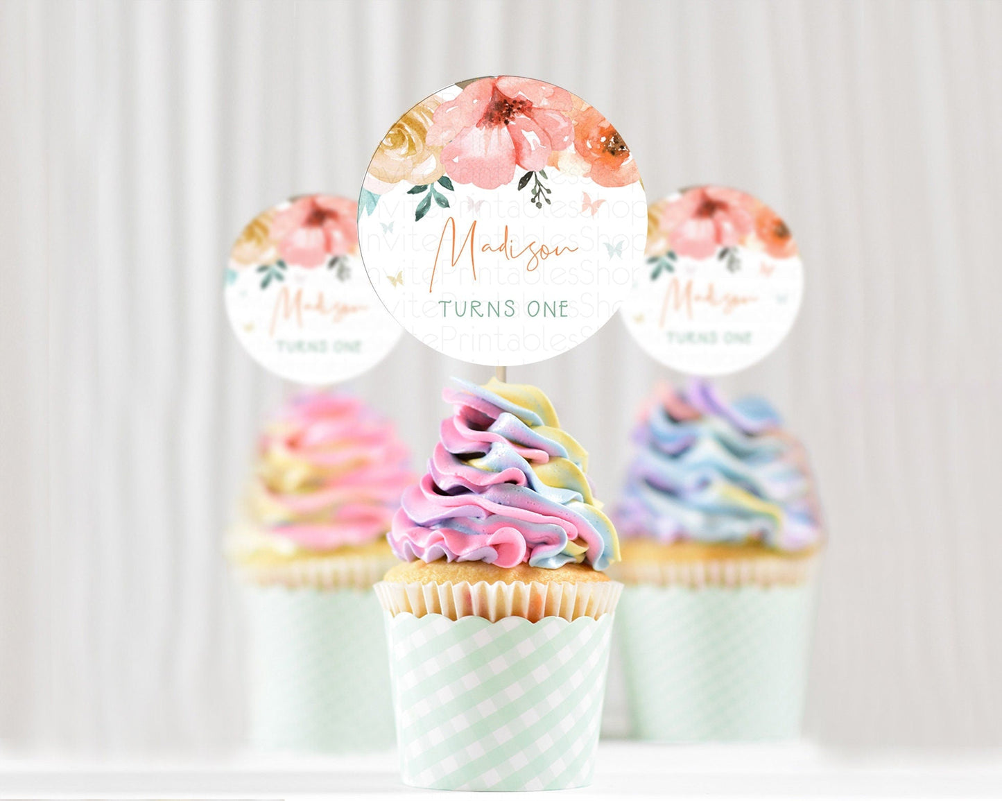 Secret Garden Cupcake Toppers Wildflower Cupcake Toppers Pastel Flowers Cupcake Toppers Enchanted Garden Boho Floral First Birthday D10347