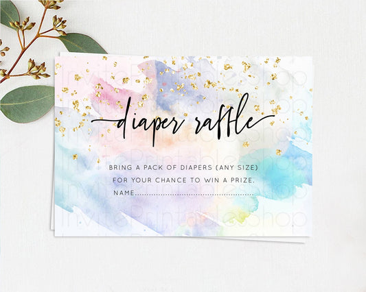Editable Pastel Diaper Raffle Card Pastel Rainbow Diaper Raffle Insert Color
