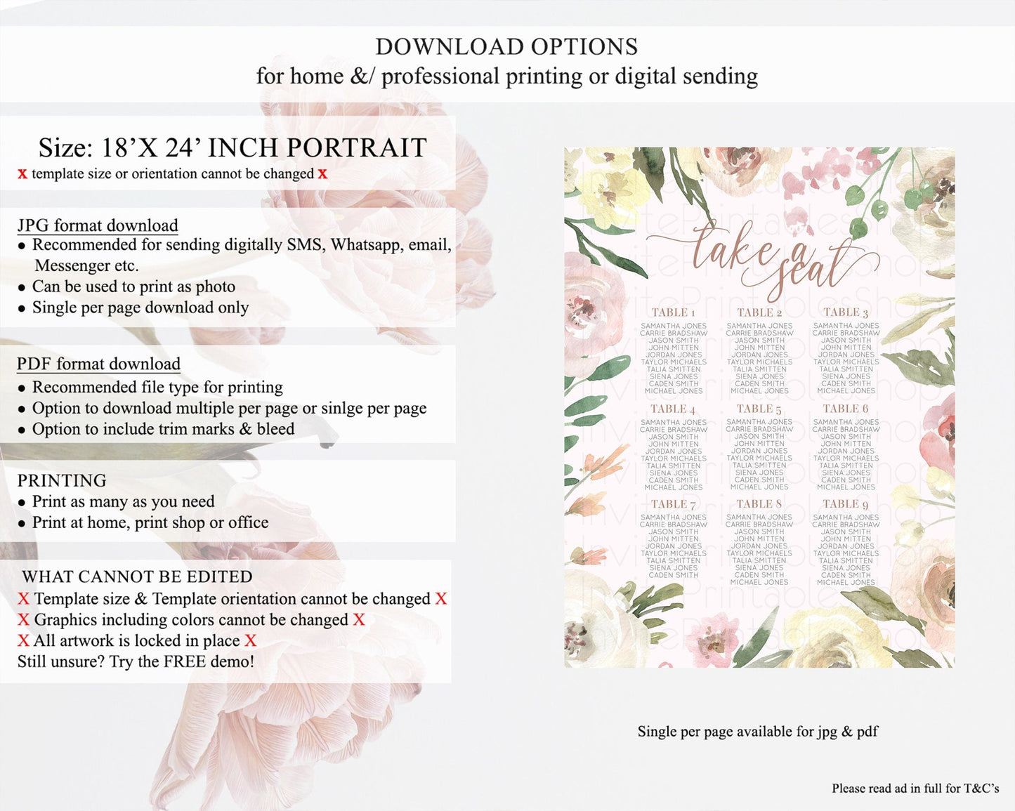 Secret Garden Seating Chart Wildflower Seating Chart Pastel Flowers Seating Chart Enchanted Garden Boho Floral Take A Seat Decor D10192