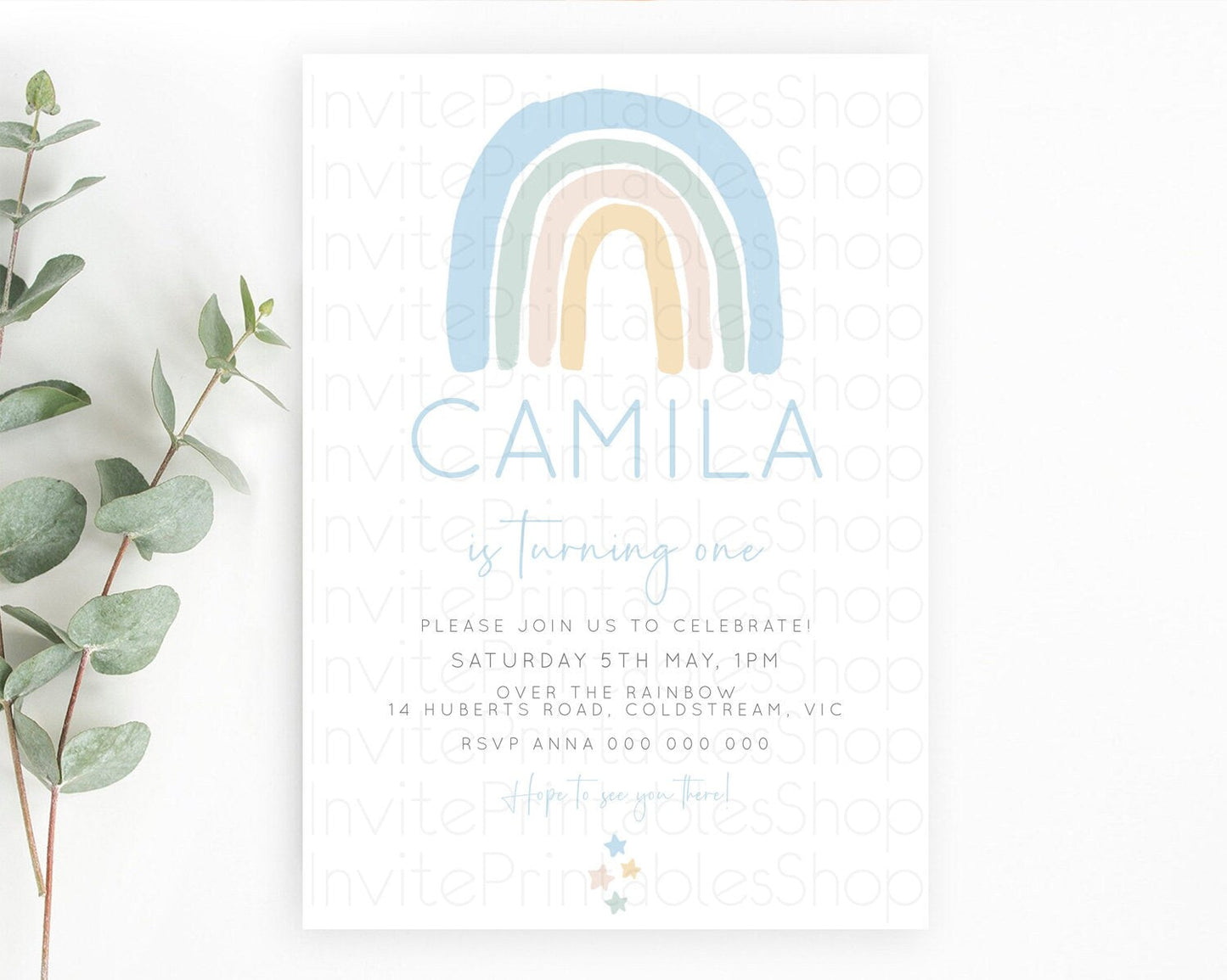 Pastel Rainbow Birthday Invitation Pastel Rainbow Invitation Rainbow Invitation Pastel Invitation Boho Rainbow 1st First Birthday D10200