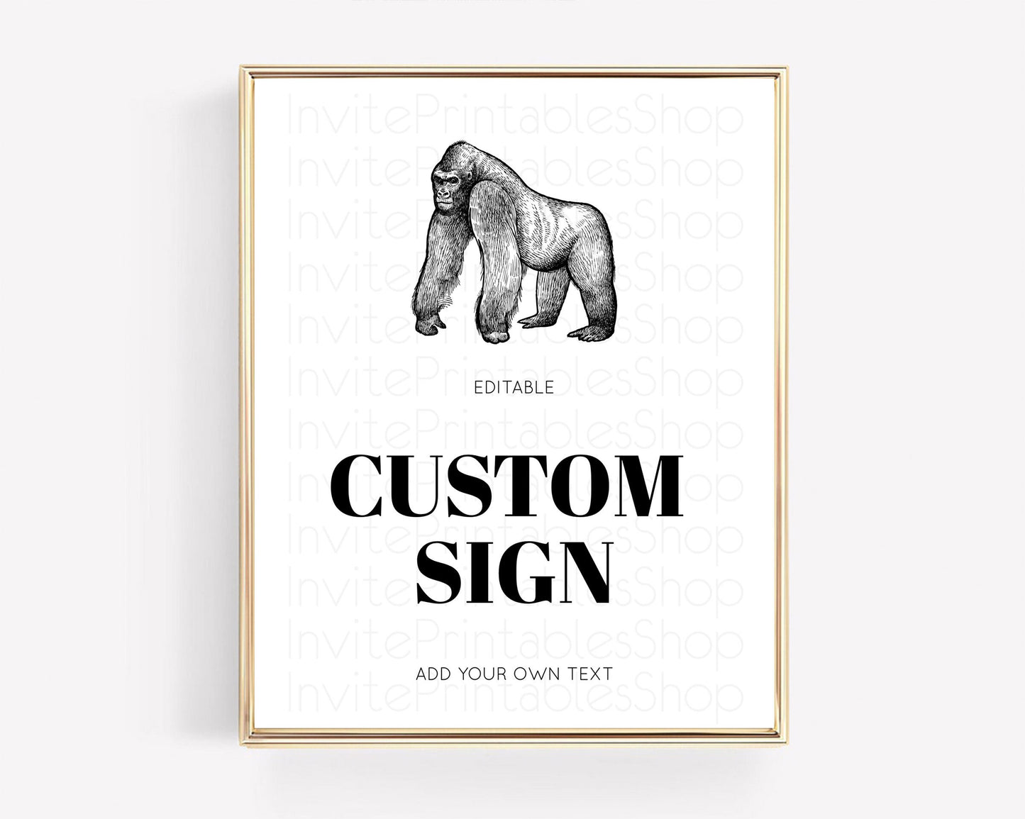 Gorilla Table Sign Decor Gorilla Party Sign Template Safari Adventure Gorilla Minimal Theme 1st Birthday Baptism Baby Shower D10855