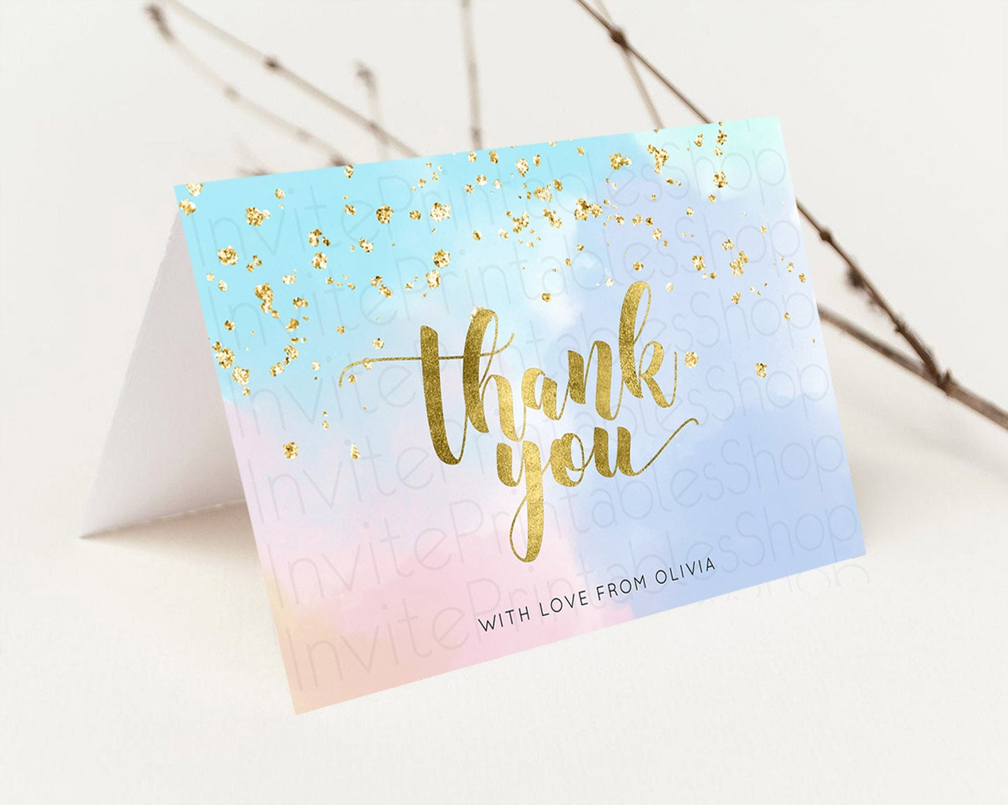 Editable Pastel Thank You Rainbow Thank You Card Colorful Pastel Birthday Th