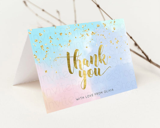 Editable Pastel Thank You Rainbow Thank You Card Colorful Pastel Birthday Th
