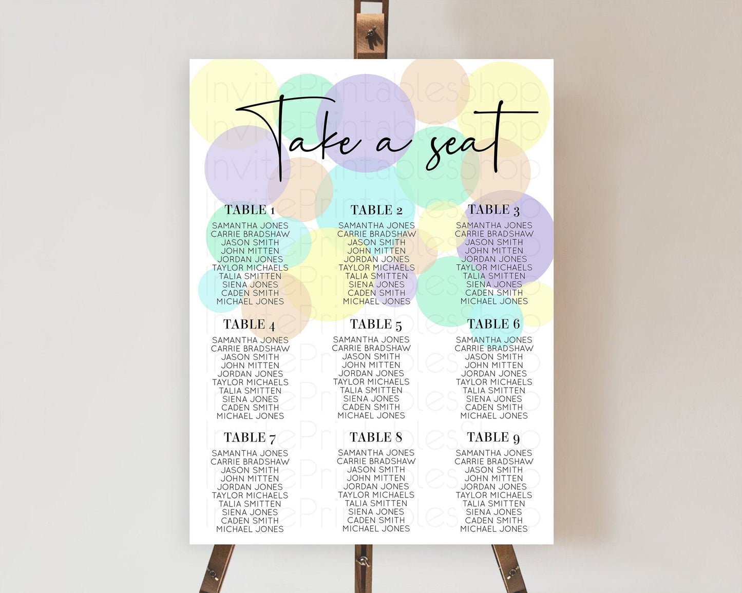 Pastel Seating Chart Pastel Confetti Seating Chart Bubbles Sprinkles Seating Sign Colorful Rainbow Decor Confetti Seating Board D10414