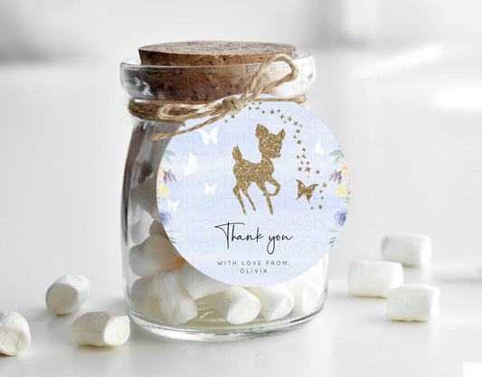 Editable Fawn Thank You Tags Deer Thank You Gift Tags Pastel Floral Deer Fav