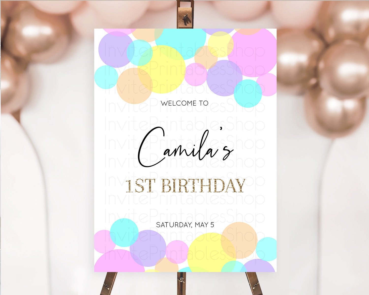 Editable Rainbow Welcome Sign Pastel Welcome Board Pastel Rainbow Confetti W