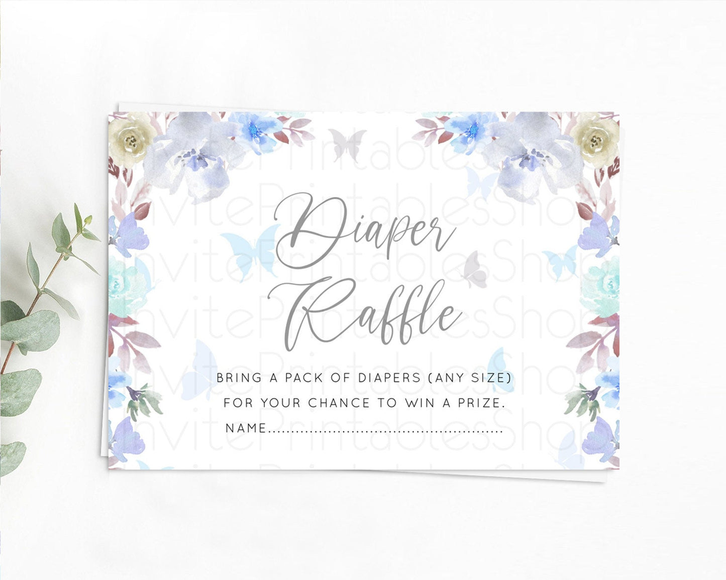 Secret Garden Diaper Raffle Card Boho Wildflower Diaper Raffle Insert Pastel Flower Garden Baby Shower Card Flower Raffle Game D10932