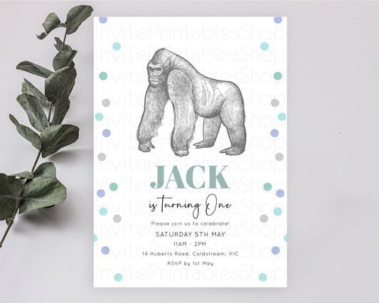 Editable Gorilla Birthday Invitation Gorilla Invitation Gorilla Birthday Jun