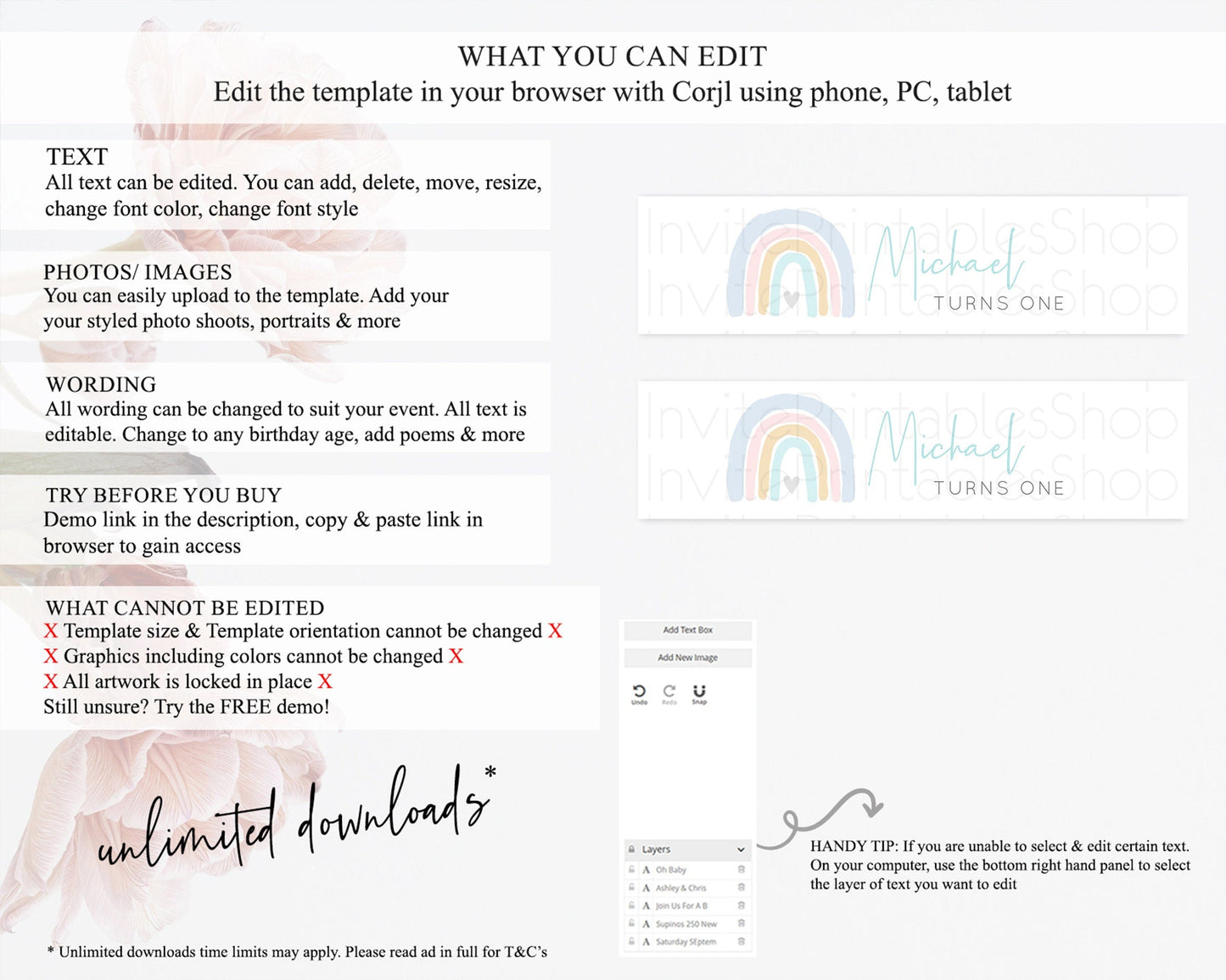 Pastel Rainbow Water Label Template Boho Colorful Rainbow Party Decor Rainbow Baby Theme 1st Birthday Baptism Baby Shower Wedding D10214