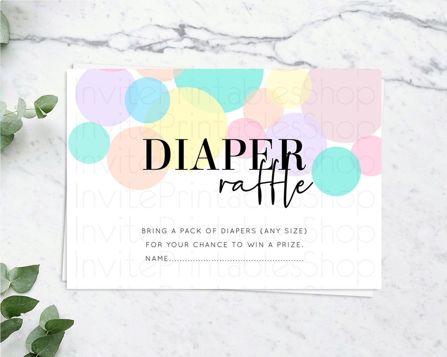 Pastel Diaper Raffle Card Pastel Rainbow Diaper Raffle Insert Colorful Ombre Watercolor Diaper Ticket Confetti Glitter Raffle Game D10223