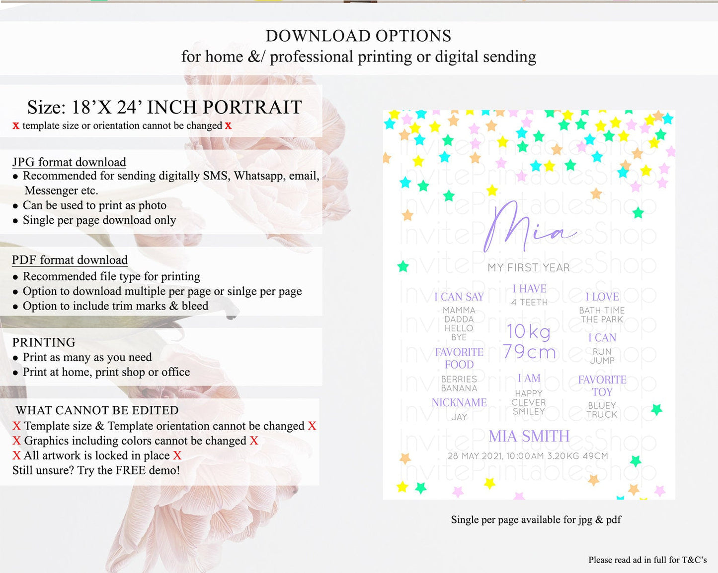 Star First Birthday Milestone Poster Pastel Stars Milestone Shooting Star Rainbow Colorful Confetti Twinkle Little Star 1st Birthday D10395