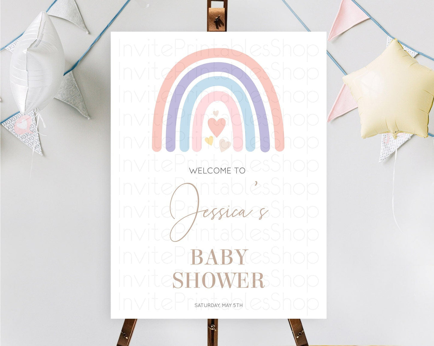 Pastel Rainbow Baby Shower Welcome Sign Boho Rainbow Welcome Board Rainbow Welcome Sign Pastel Welcome Decor Rainbow Welcome Sign D10788