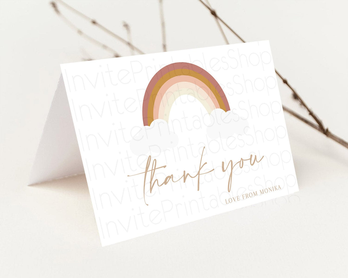 Pastel Rainbow Thank You Boho Rainbow Thank You Card Rainbow Birthday Thank You Cards Pastel Rainbow Teacher Thank You Card Template D10122
