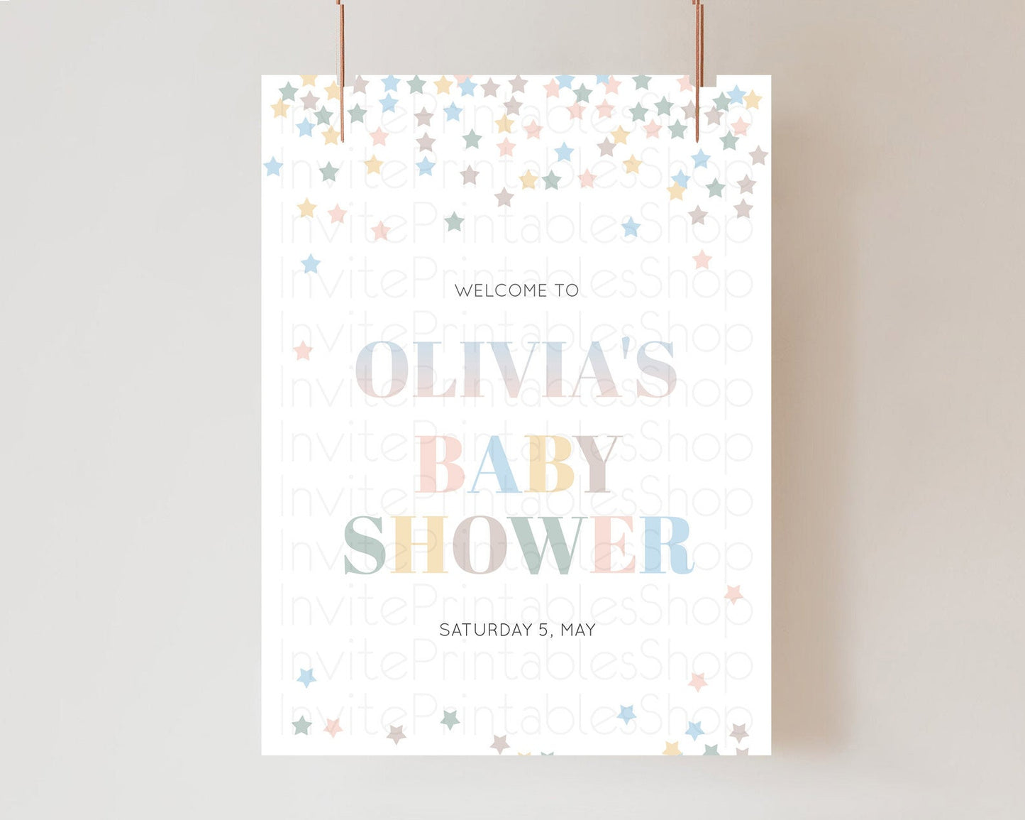 Star Baby Shower Welcome Board Pastel Stars Welcome Sign Shooting Star Rainbow Colorful Confetti Twinkle Little Star Welcome Sign D10795