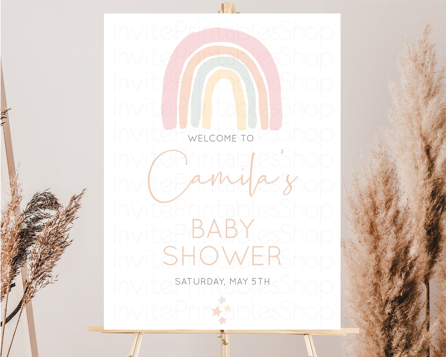 Boho Rainbow Welcome Sign Pastel Pastel Rainbow Welcome Board Watercolor Colorful Blue Yellolw Pink Party Entry Sign Poster Baby Shower 14