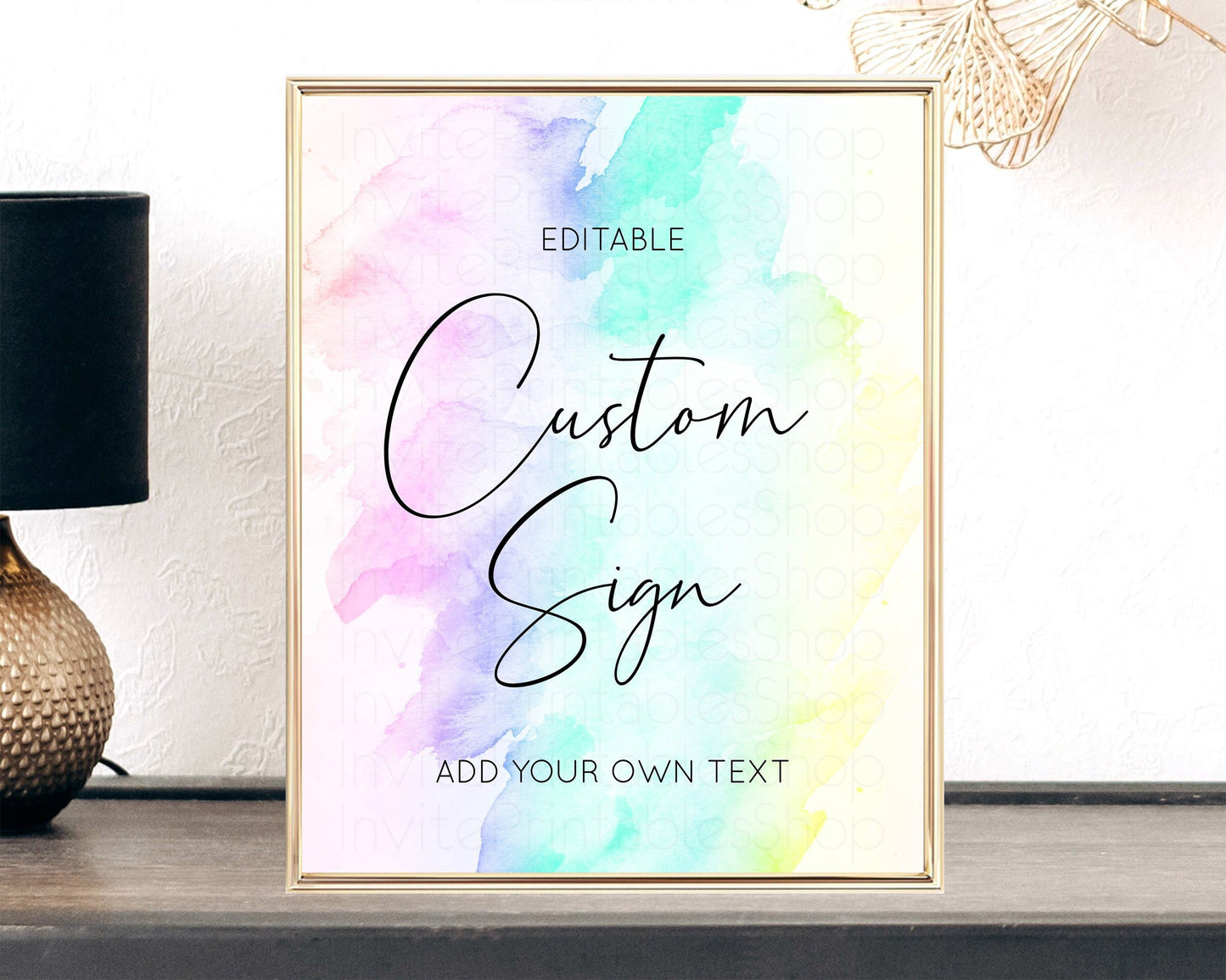 Pastel Rainbow Sign Cards Gifts Sign Table Signs Diaper Sign Books Sign Food Sign Custom Sign Glitter Wedding Birthday Baby Shower 8x10 C210