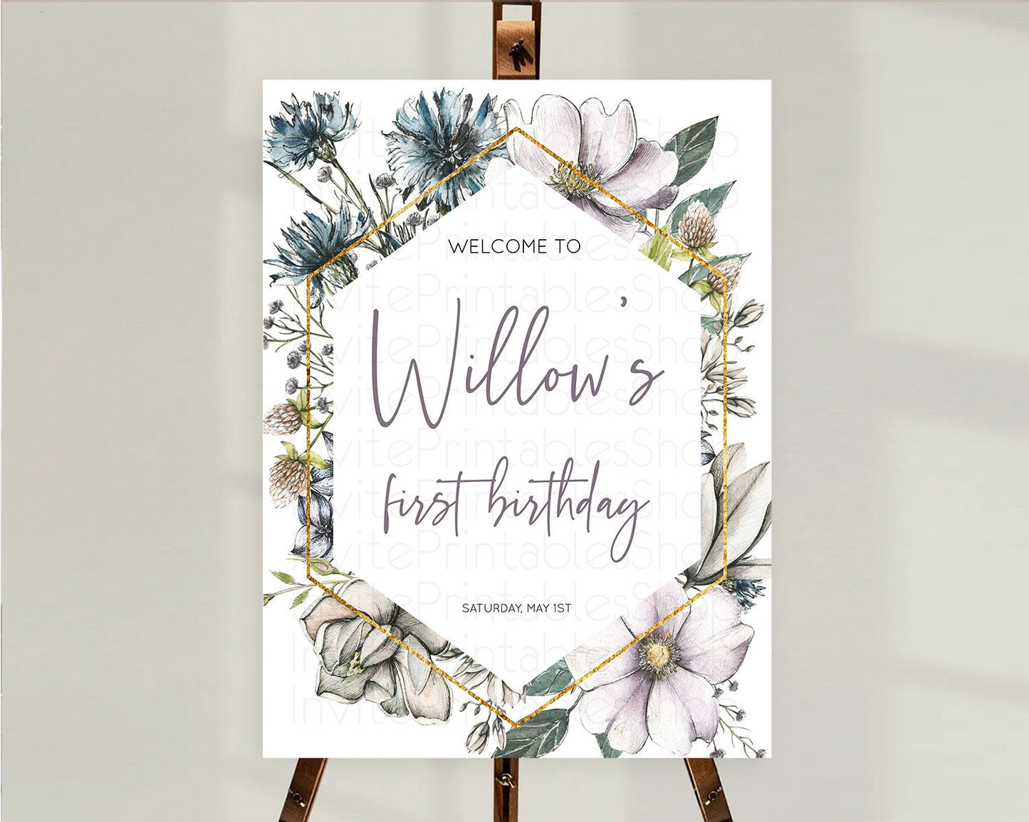 Secret Garden Welcome Sign Wildflower Welcome Board Pastel Flower Garden Welcome Poster Boho Wildflower First Birthday Welcome Sign D10501