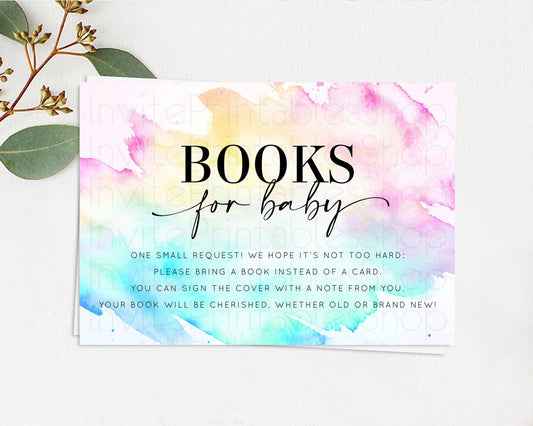 Pastel Books For Baby Card Pastel Rainbow Book Insert Colorful Ombre Watercolor Book Card Confetti Glitter Baby Book Poem Request D11020