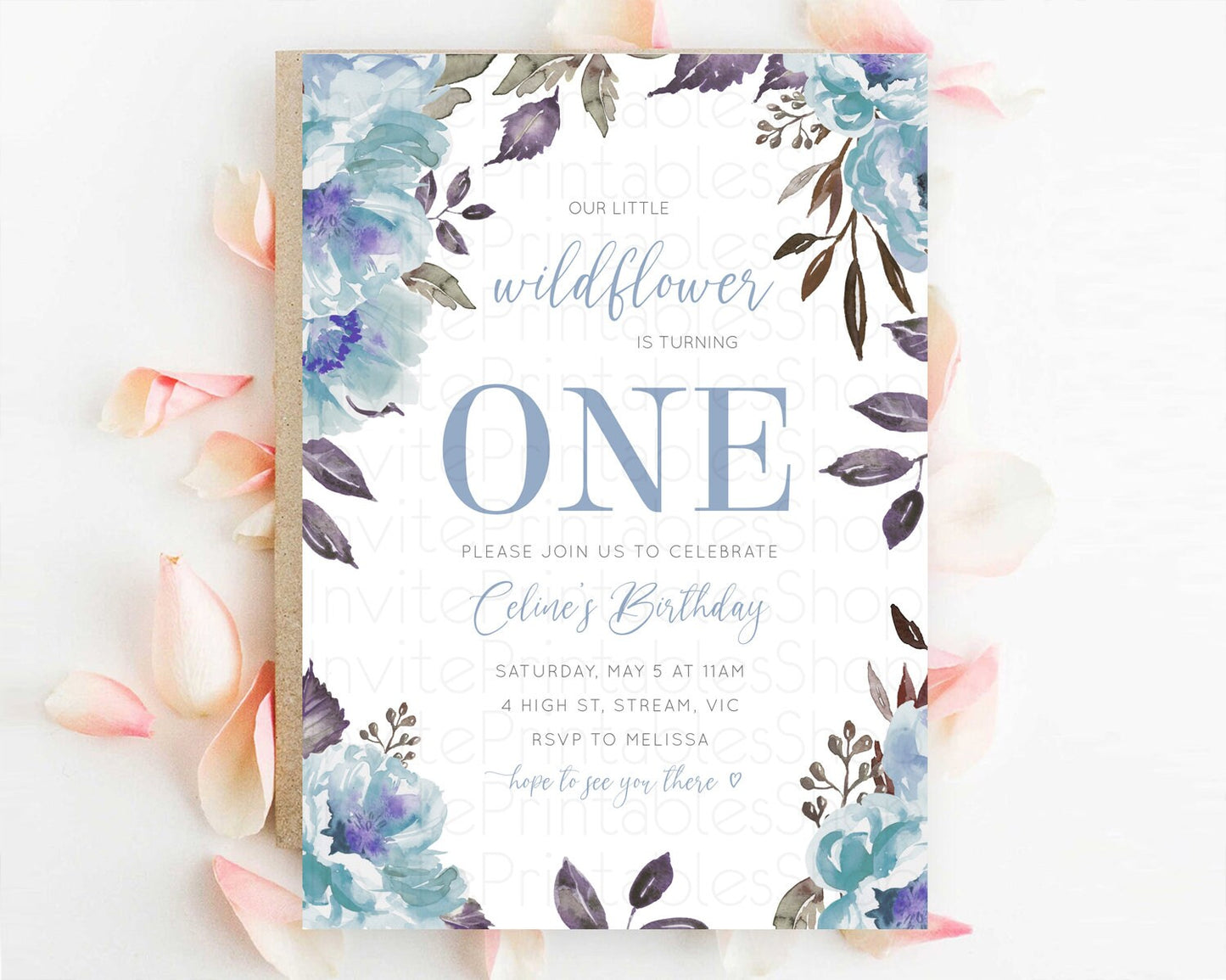Secret Garden Invitation Wildflower Birthday Invitation Pastel Flowers Invite Enchanted Garden Boho Floral 3rd 2nd First Birthday D10730