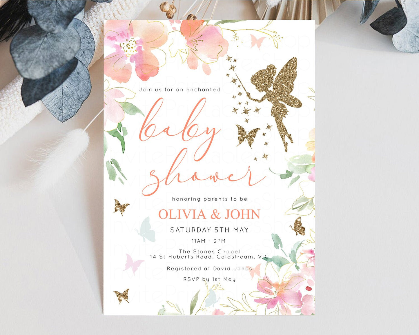 Fairy Baby Shower Invitation Enchanted Forest Baby Shower Secret Garden Shower Whimsical Floral Shower Boho Botanical High Tea Party 91