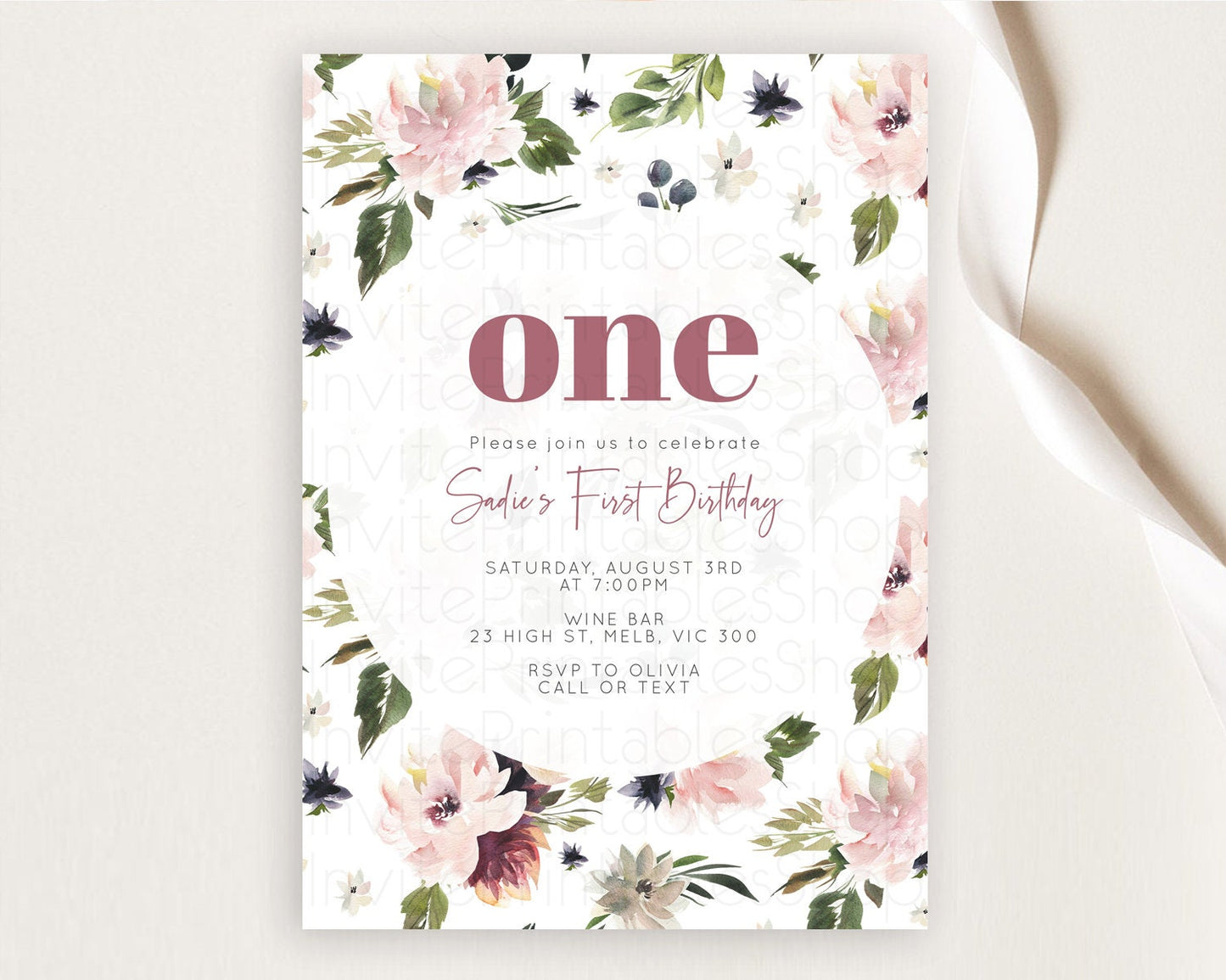 Secret Garden Invitation Wildflower Birthday Invitation Pastel Flowers Invite Enchanted Garden Boho Floral 3rd 2nd First Birthday D10538