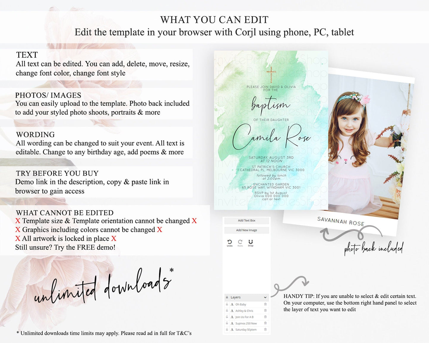 Green Baptism Invitation green Watercolor Baptism 1st Birthday Invitation Pastel Green Watercolor Christening Invite Green Splash D10166